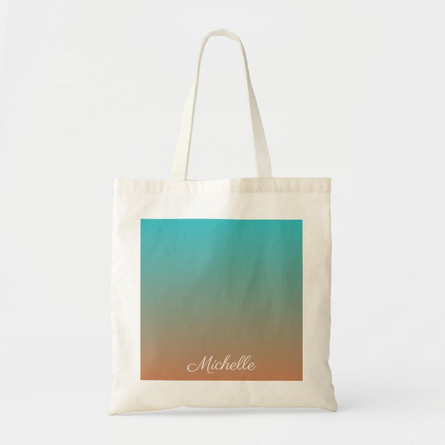 Bolso De Tela Personalized brown and blue ombre (Frente)