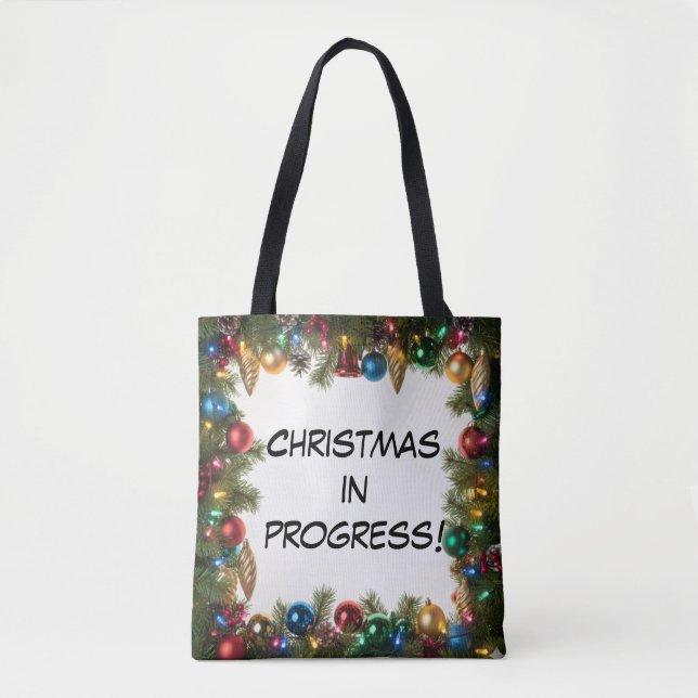 Bolso De Tela Personalized Christmas In Progress - (Anverso)