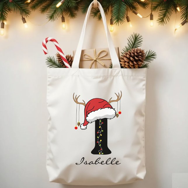 Bolso De Tela Personalized Christmas Monogram Tote Bag for Her (custom Christmas tote, Christmas gift for her, Christmas gift for mom, Christmas gift for coworkers,)