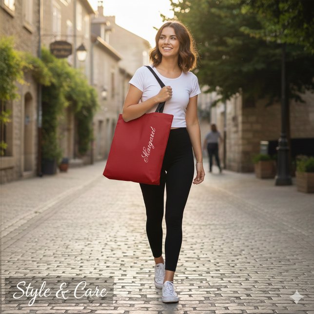 Bolso De Tela Personalized Custom Name Designer Christmas Red (Personalized Custom Name Designer Christmas Red Tote Bag)