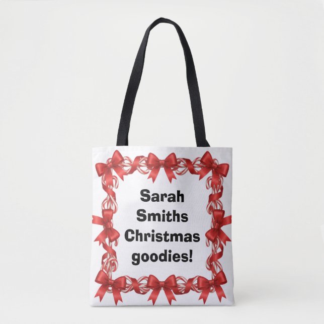 Bolso De Tela Personalized Cute Candy Canes & Ribbons -  (Anverso)