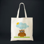 Bolso De Tela Personalized cute owl bird cartoon kid's tote bag<br><div class="desc">Personalized cute owl bird cartoon kid's tote bag. Animal illustration with name of child. Fun baby shower gift idea for new baby and mom. Also great as party favor bag for 1st Birthday. Neutral bird design suitable for boys and girls.</div>