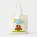 Bolso De Tela Personalized cute owl bird cartoon kid's tote bag<br><div class="desc">Personalized cute owl bird cartoon kid's tote bag. Animal illustration with name of child. Fun baby shower gift idea for new baby and mom. Also great as party favor bag for 1st Birthday. Neutral bird design suitable for boys and girls.</div>