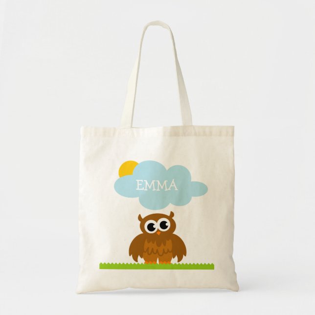 Bolso De Tela Personalized cute owl bird cartoon kid's tote bag (Frente)