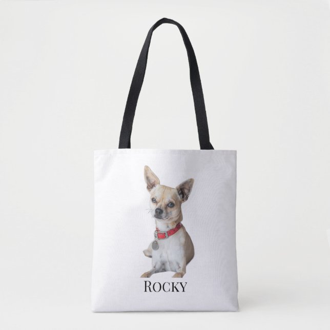 Bolso De Tela Personalized Dog Photo | Custom Pet Name  (Anverso)