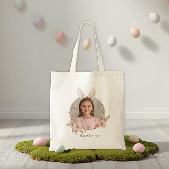 Bolso De Tela Personalized Easter Bunny Photo Tote Bag  (Subido por el creador)