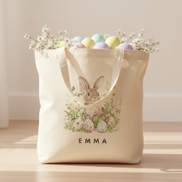 Bolso De Tela Personalized Easter Bunny Tote Bag with Name