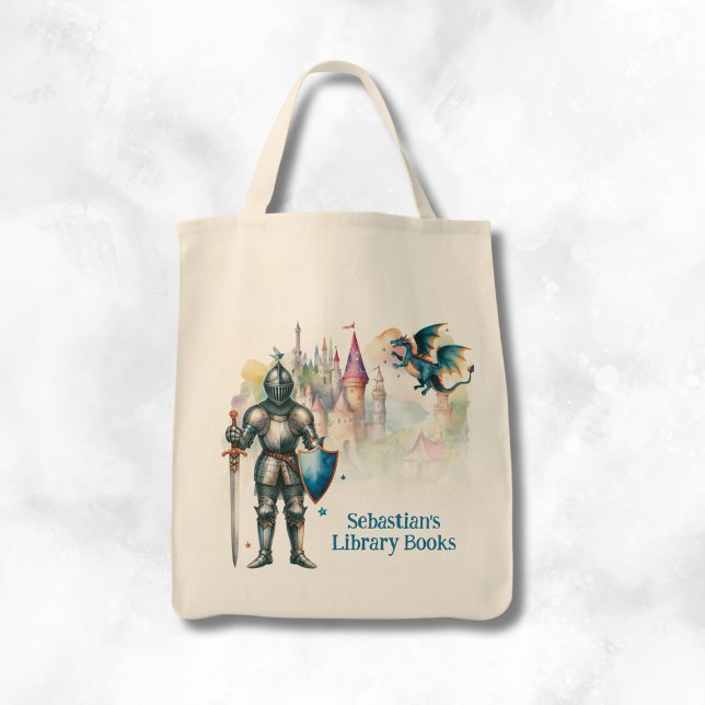 Bolso De Tela Personalized Fairy Tale Knight Library Book (Subido por el creador)