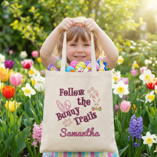 Bolso De Tela Personalized Follow the Bunny Trails Easter