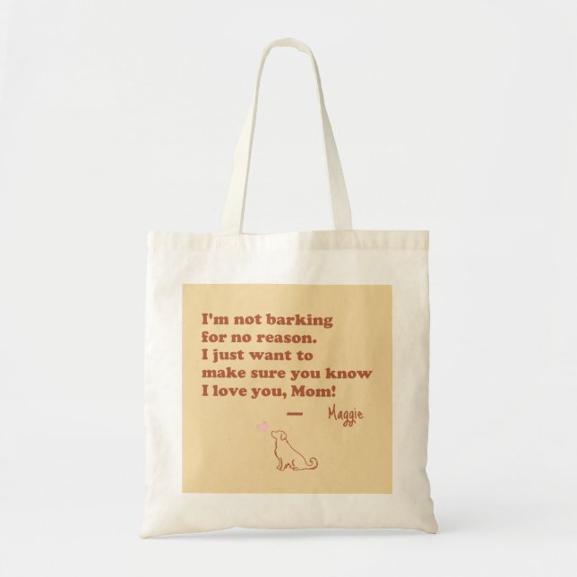 Bolso De Tela Personalized Golden Retriever Mom I Love You Quote (Frente)