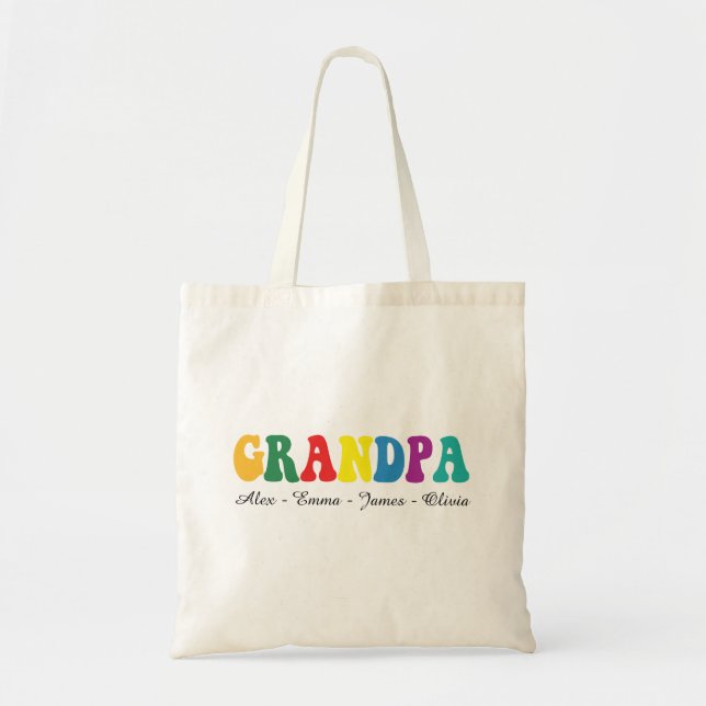 Bolso De Tela Personalized Grandpa Gift with Grandkids’ Names (Frente)
