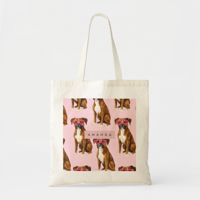 Bolso De Tela Personalized Kawaii Trendy Boxer Dog  (Frente)