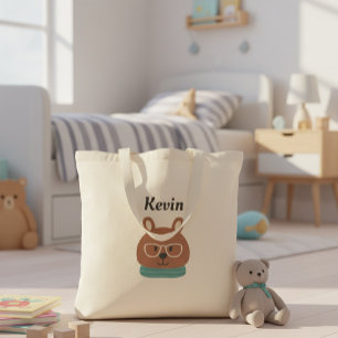 Bolso De Tela Personalized Kids' Tote Bag with Hipster Bear