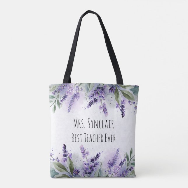 Bolso De Tela Personalized Lavender Flowers Teacher Appreciation (Reverso)