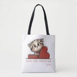 Bolso De Tela Personalized Love You Fur-Ever Cat Tote Bag
