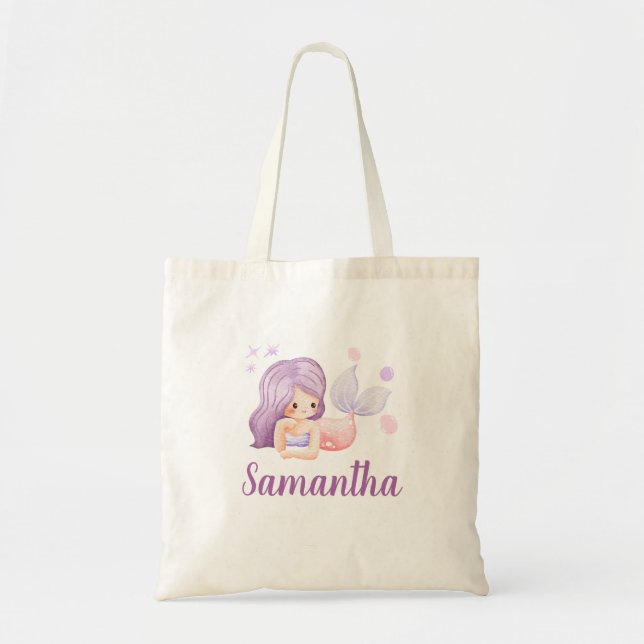 Bolso De Tela Personalized Mermaid Princess Cute Tote Bag (Frente)