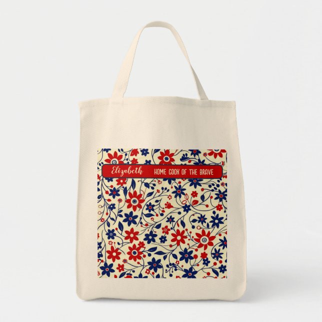 Bolso De Tela Personalized Mom Patriotic Wildflower Market (Frente)