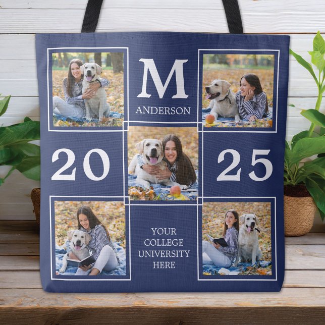 Bolso De Tela Personalized Monogram Photo Collage Graduation (Subido por el creador)