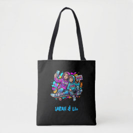 Bolso De Tela Personalized Mother & Son Graffiti Art Black Tote