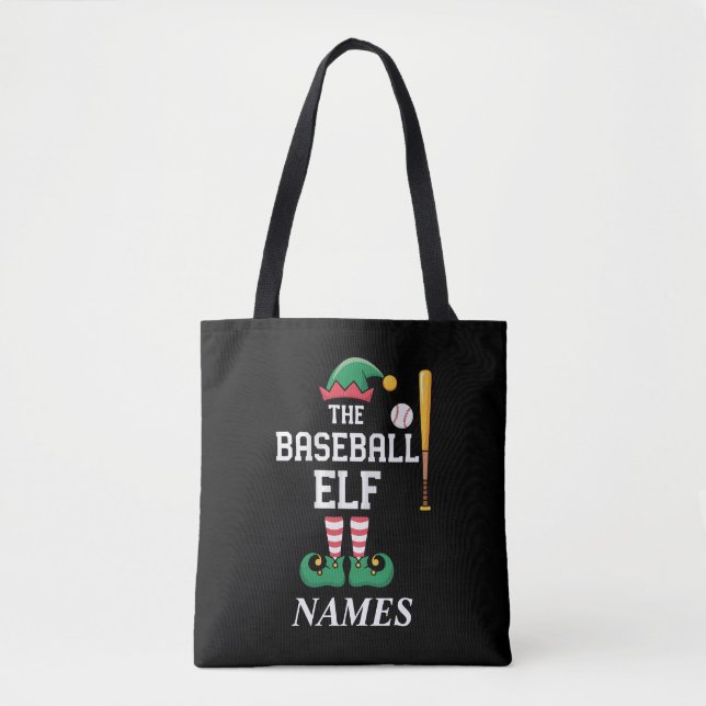 Bolso De Tela Personalized Name Baseball Elf Family Matching  (Anverso)