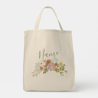 Bolso De Tela Personalized Name Floral Garden Ladies Womens Tote