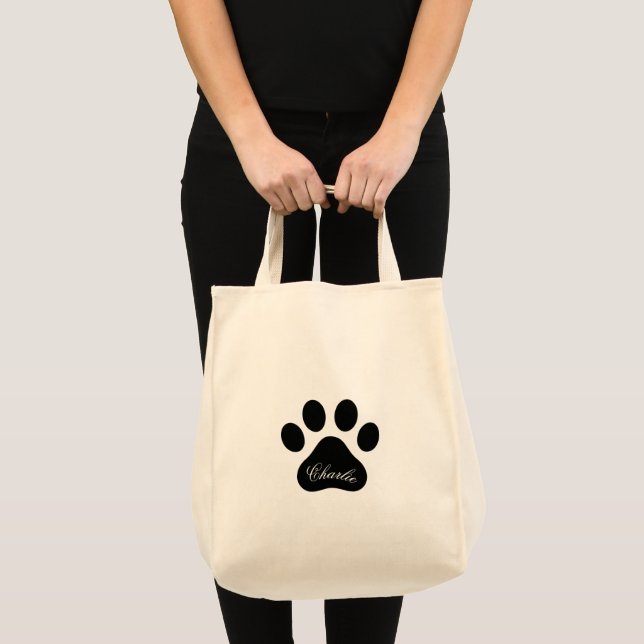 Bolso De Tela Personalized Name Paw Print Reusable Grocery (Anverso (producto))