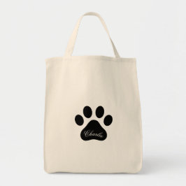 Bolso De Tela Personalized Name Paw Print Reusable Grocery