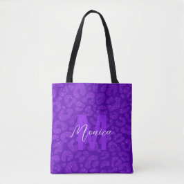 Bolso De Tela Personalized Name Stylish Purple Glitter Leopard