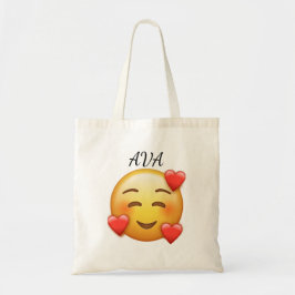 Bolso De Tela Personalized Name Tote Bag with Hearts Emoji