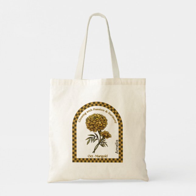 Bolso De Tela Personalized October Birth Month Flower Tote Bag (Reverso)