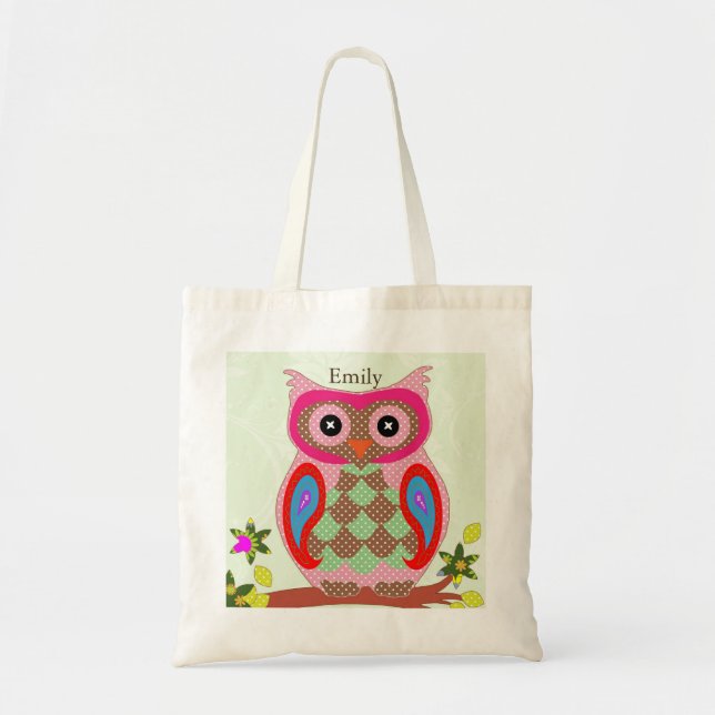Bolso De Tela Personalized Owl kids (Frente)