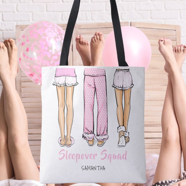 Bolso De Tela Personalized Pajama Party Trendy Sleepover Favor (Subido por el creador)