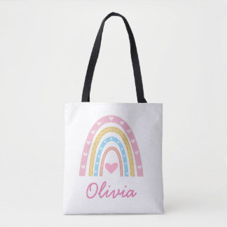 Bolso De Tela Personalized Pastel boho rainbow girl Name