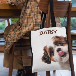 Bolso De Tela Personalized Pastel Brown Dog Photo Tote Bag