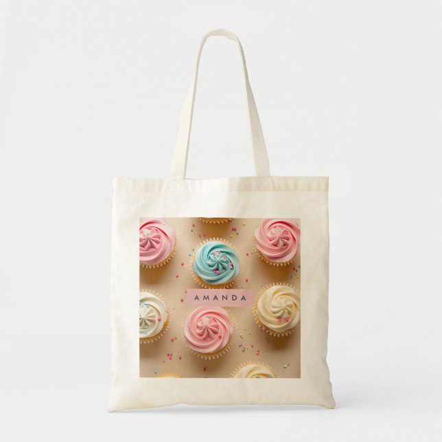 Bolso De Tela Personalized Pastel Cupcake Sprinkle (Frente)