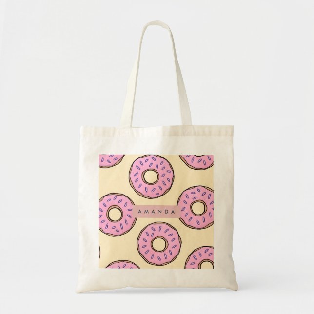 Bolso De Tela Personalized Pastel Pink Donut  (Frente)