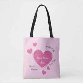 Bolso De Tela Personalized Pink Hearts Tote Bag