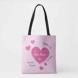 Bolso De Tela Personalized Pink Hearts Tote Bag