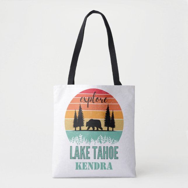 Bolso De Tela Personalized Retro Lake Tahoe California Bear  (Anverso)