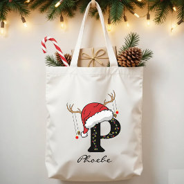 Bolso De Tela Personalized Santa Claus Monogram Tote Bag for Him