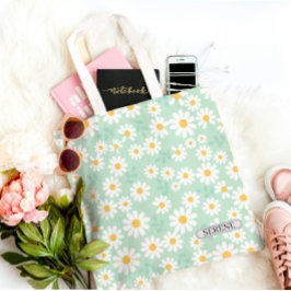 Bolso De Tela Personalized Serene Daisy Floral