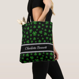 Bolso De Tela Personalized St. Patrick’s Day Shamrock with Pearl