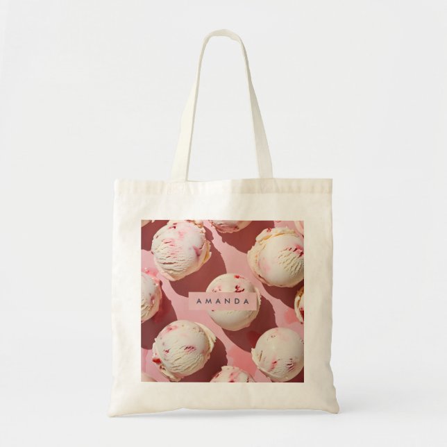 Bolso De Tela Personalized Strawberry Cream Swirl Aesthetic (Frente)