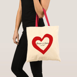 Bolso De Tela Personalized Valentine Anniversary Red Heart Names
