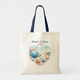 Bolso De Tela Personalized Valentine Anniversary Seashell Heart