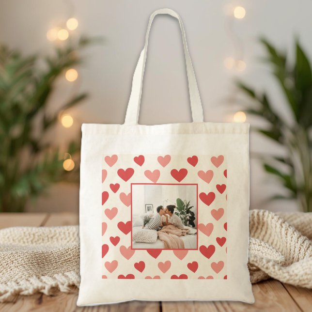 Bolso De Tela Personalized Valentine Photo Heart Tote Bag (Subido por el creador)