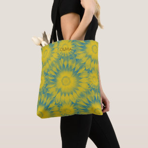 Bolso De Tela Personalized Vibrant Sunflower Tie-Dye Art