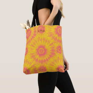 Bolso De Tela Personalized Vibrant Sunflower Tie-Dye Art