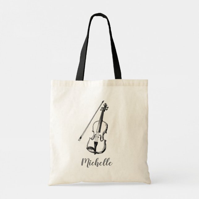 Bolso De Tela Personalized Vintage Violin musical (Reverso)