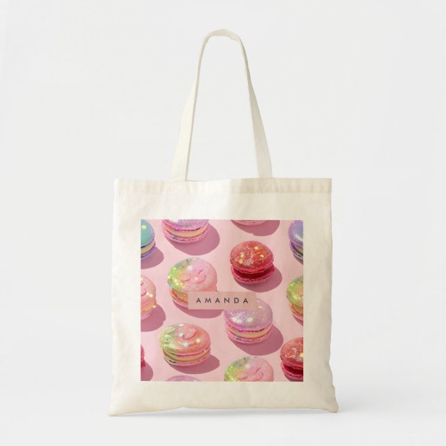 Bolso De Tela Personalized Whimsical Pastel Macaron Sparkle (Frente)